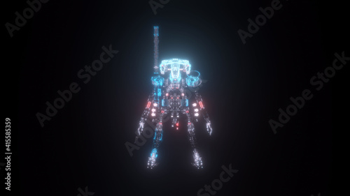 3d rendered illustration of Warrior robot Mecha Hud hologram v2. High quality 3d illustration