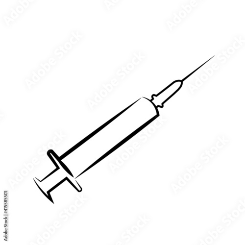 Syringe needle for injection black drawn illustration