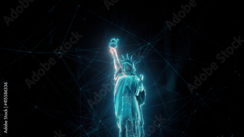 3d rendered illustration of Digital Abstract Liberty Statue. High quality 3d illustration