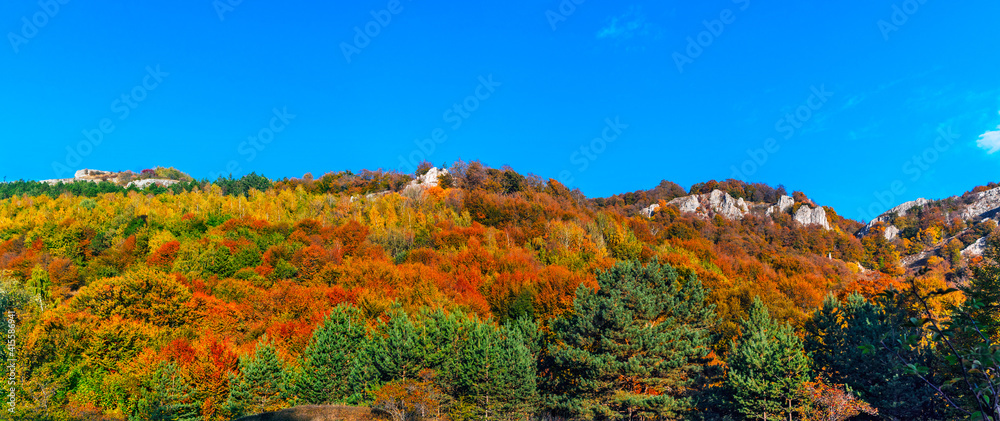 mountains and forests of crimea on an autumn day
