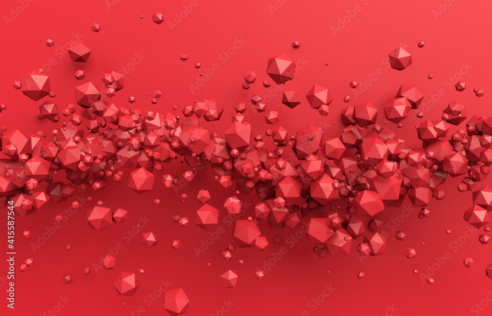 Abstract 3d render, red background design with particles Abstract 3d render, red background design with particles