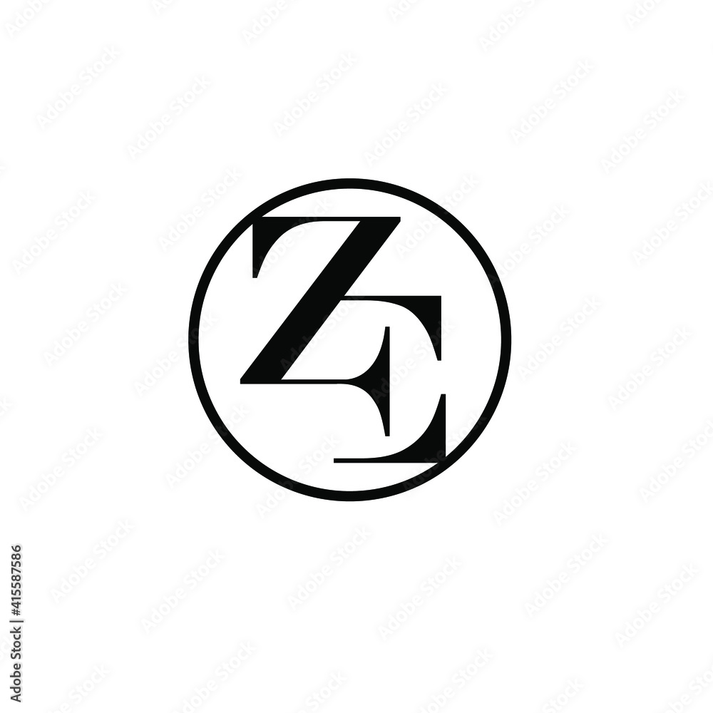 the letters ZE, EZ. Minimalistic design alphabet monogram logo vector