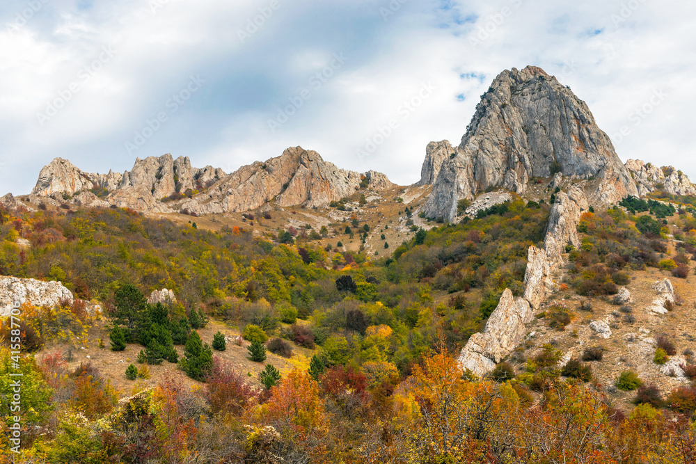 mountains and forests of crimea on an autumn day