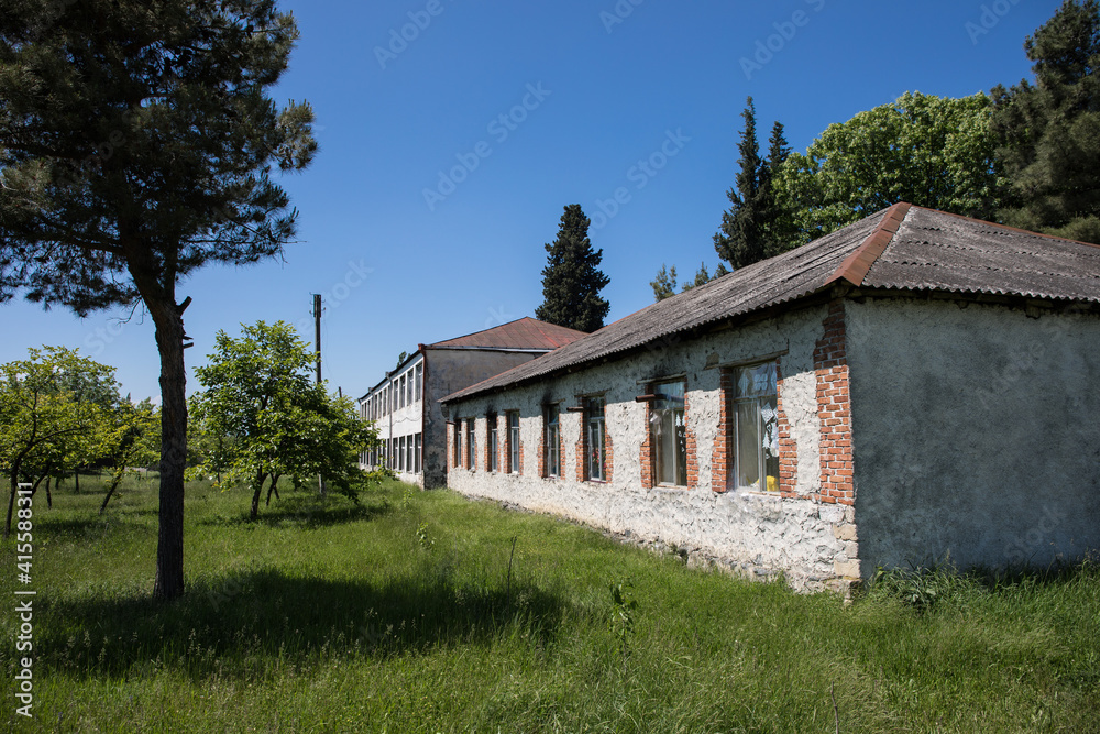 Picture of beautiful village house with garden. Azerbaijan village in summer time