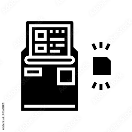 atm with rfid technology glyph icon vector. atm with rfid technology sign. isolated contour symbol black illustration