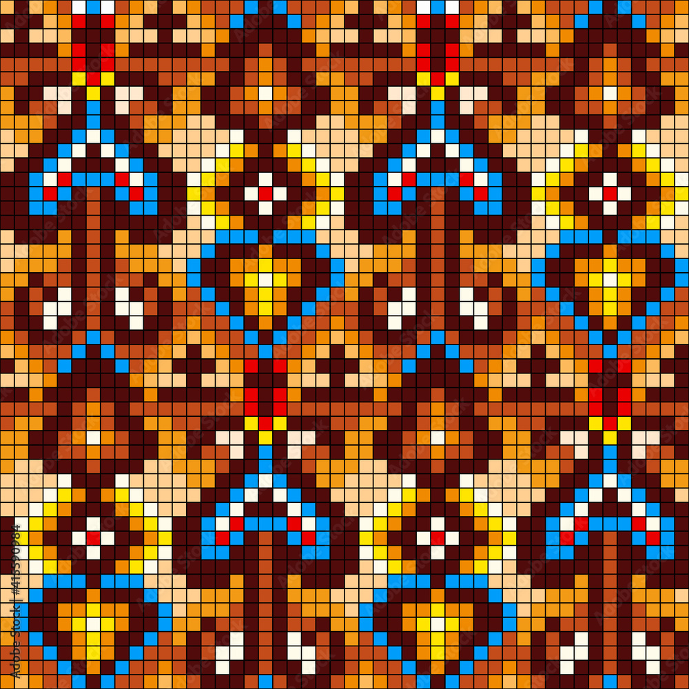 Vector abstract decorative pixel art illustration.