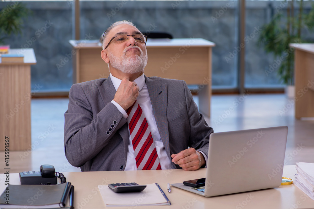 Aged businessman employee working in the office