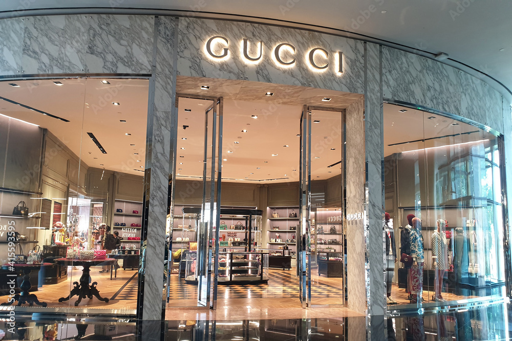 View of Gucci store in Iconsiam Mall. Gucci is an Italian luxury brand of  fashion and