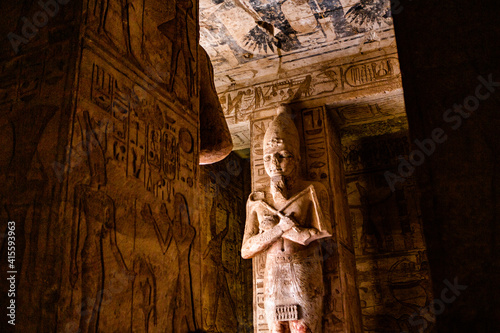 Abu Simbel temple in Egypt. Colossus of The Great Temple of Ramesses II. Africa. photo