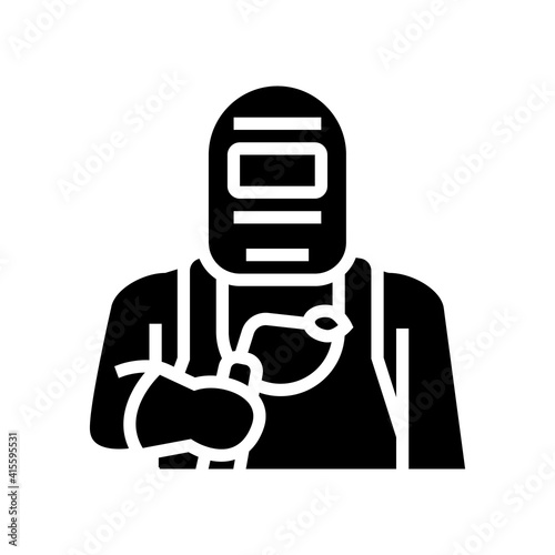 welder worker glyph icon vector. welder worker sign. isolated contour symbol black illustration