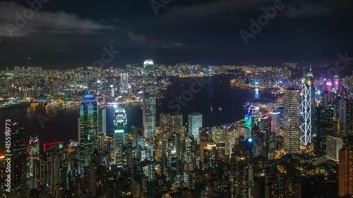 Wallpaper Mural Night timelapse view of Hong Kong cityscape and Victoria Harbour in Hong Kong, China. Torontodigital.ca