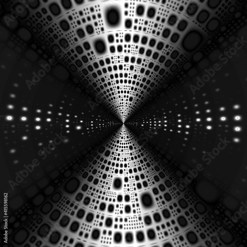 Round shape from center to edge monochrome background futuristic pattern illustration