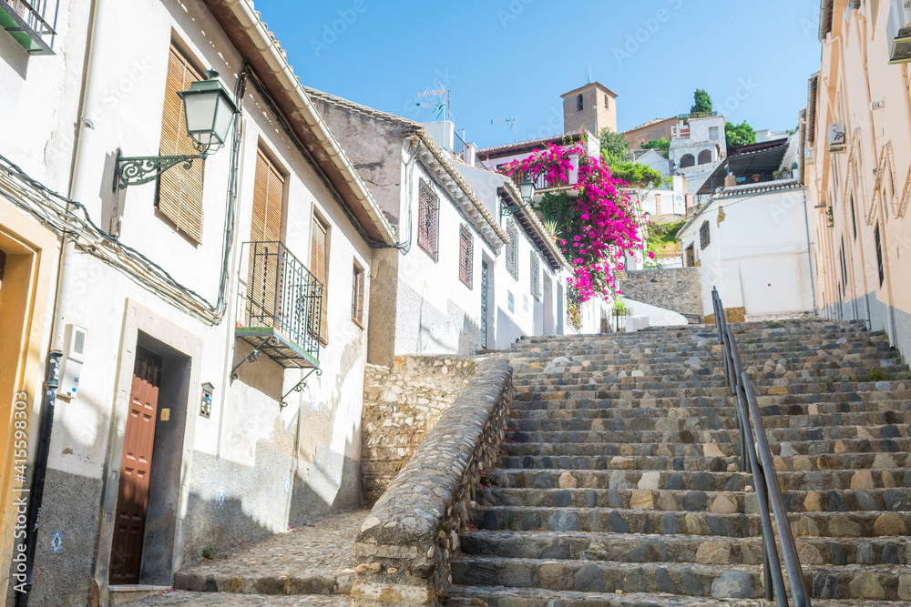 beautiful streets of albaicin district in granada, Spain