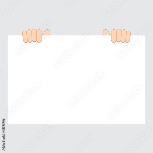 Hands holding blank placard