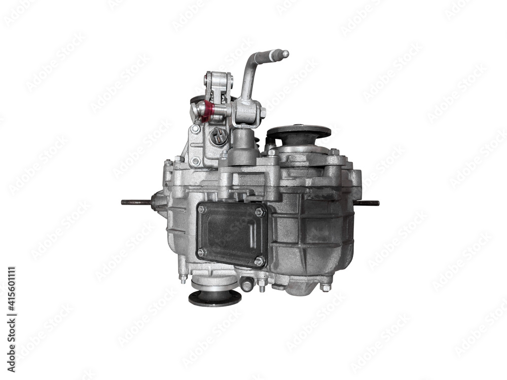 Car transfer case on isolated white background. New spare parts.