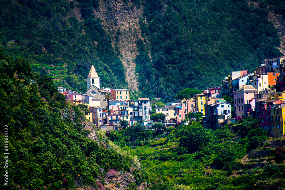 The Cinque Terra or Five Lands in the North Western coast of Italy are 5 scenic villages linked by sea ferry and train. This is the spectacular village of Manarola
