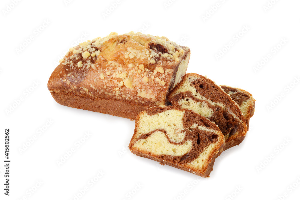 high angle view sliced cinnamon swirl loaf cake high angle view sliced cinnamon swirl loaf cake
