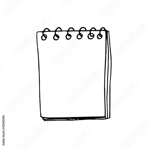 notepad blank sheet icon, sticker. sketch hand drawn doodle style. vector, minimalism, monochrome. write, notes, stationery, blog.