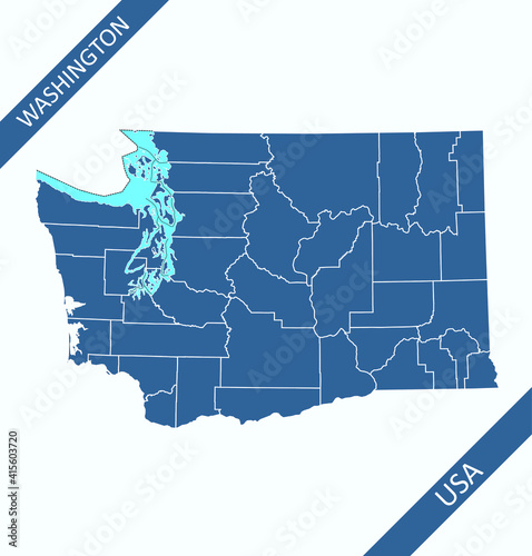 Washington counties map outlines blank