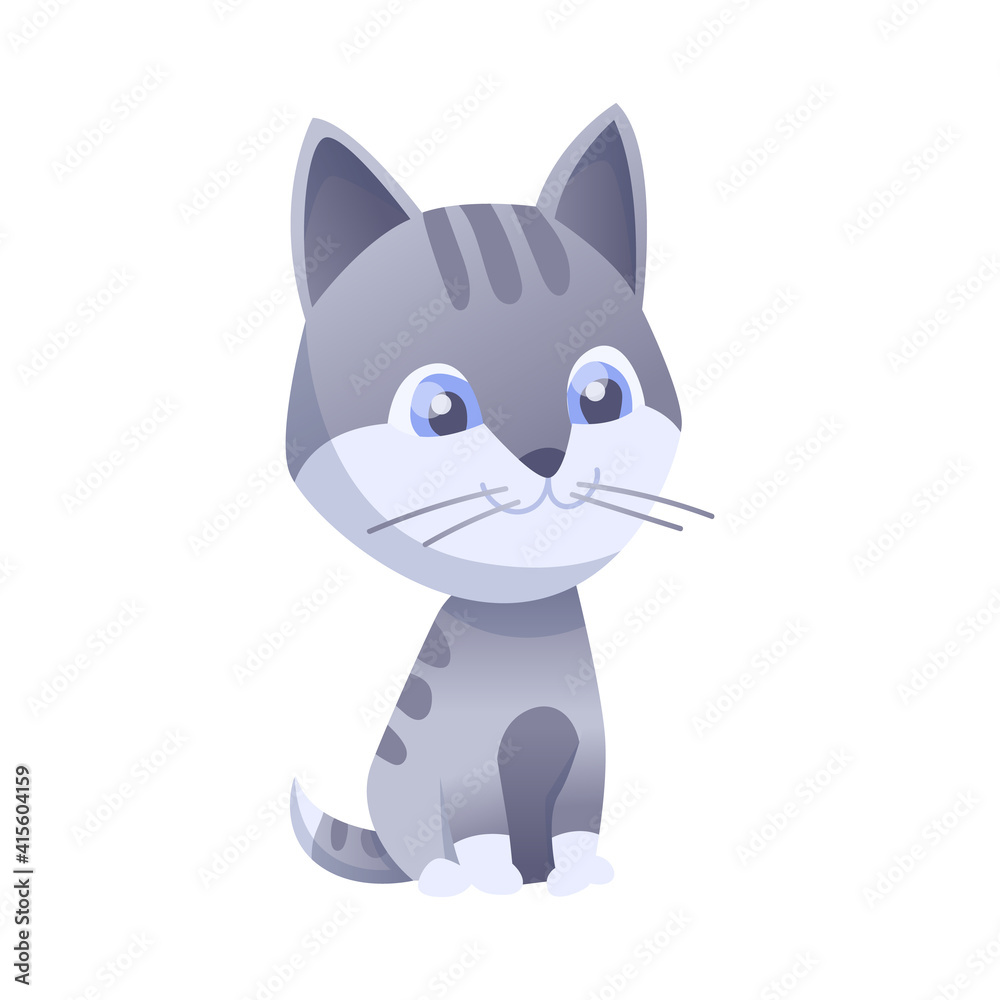 Kitty illustration. House domestic cat in position and activitie. The cat sits. Kitty illustration. House domestic cat in position and activitie. The cat sits.