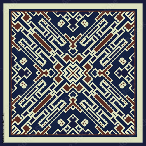 Creative trendy color abstract geometric seamless pattern in beige brown blue, can be used for printing onto fabric, interior, design, textile, carpet, tiles.