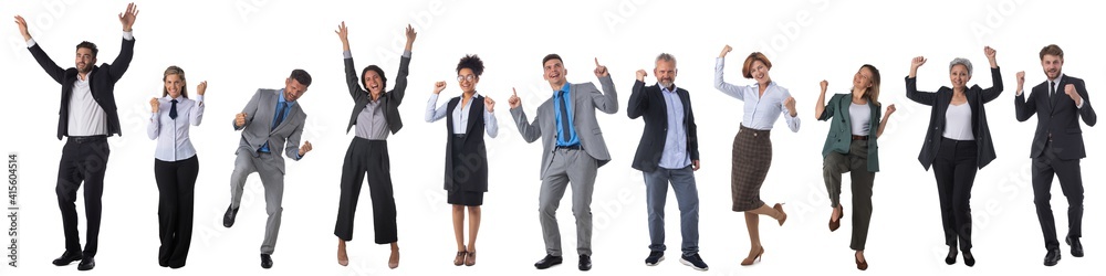 Successful excited business people