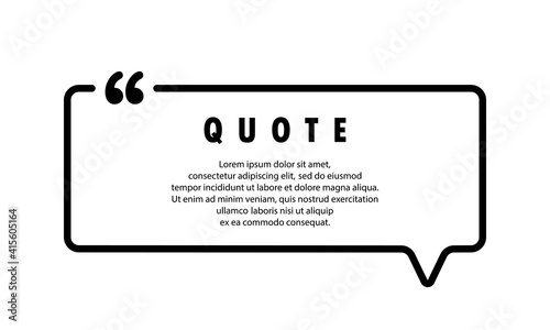 Quote icon. Quotemark outline, speech marks, inverted commas, blank space. Blank for your text. Square shape. Vector EPS 10. Isolated on background