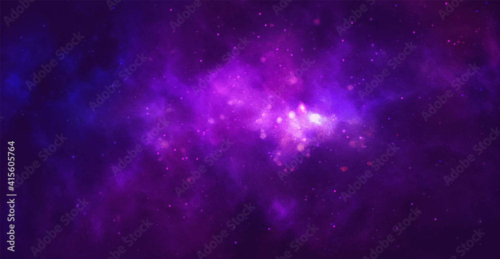 Vector cosmic watercolor illustration. Colorful space background