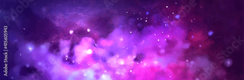 Vector cosmic watercolor illustration. Colorful space background