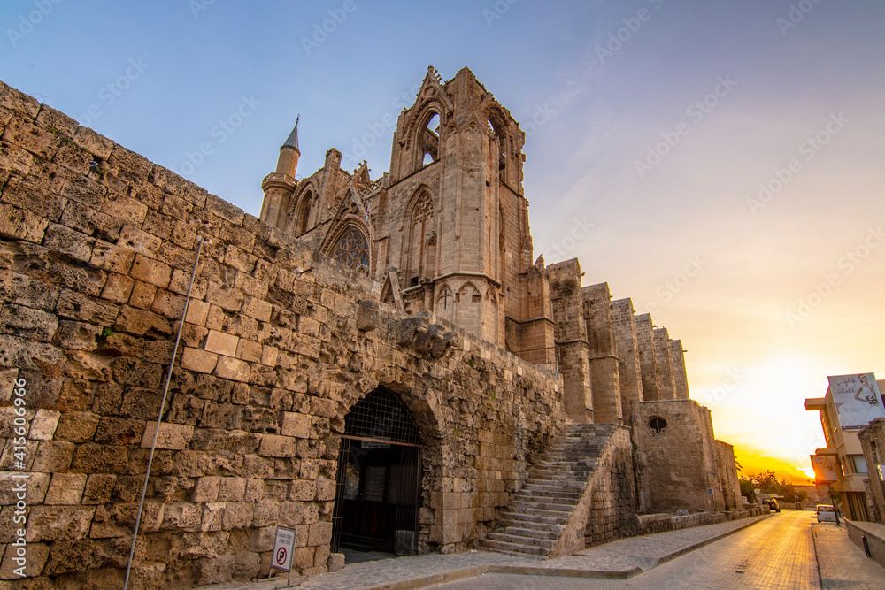 Lala Mustafa Pasa Mosque or Saint Nicholas Cathedral view in Gazimagusa Town of Northern Cyprus Lala Mustafa Pasa Mosque or Saint Nicholas Cathedral view in Gazimagusa Town of Northern Cyprus