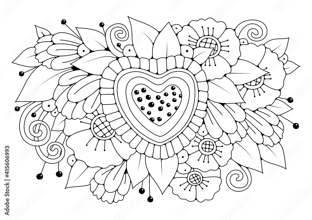 Art therapy coloring page for children and adults. Illustration with ...
