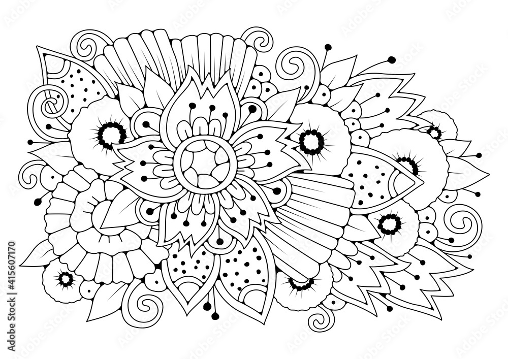 Art therapy coloring page for children and adults. Illustration with ...