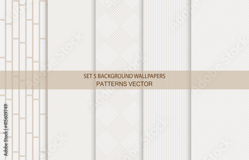 Set of 5 Pattern Wallpapers Geometric Shapes Abstract Style Vector