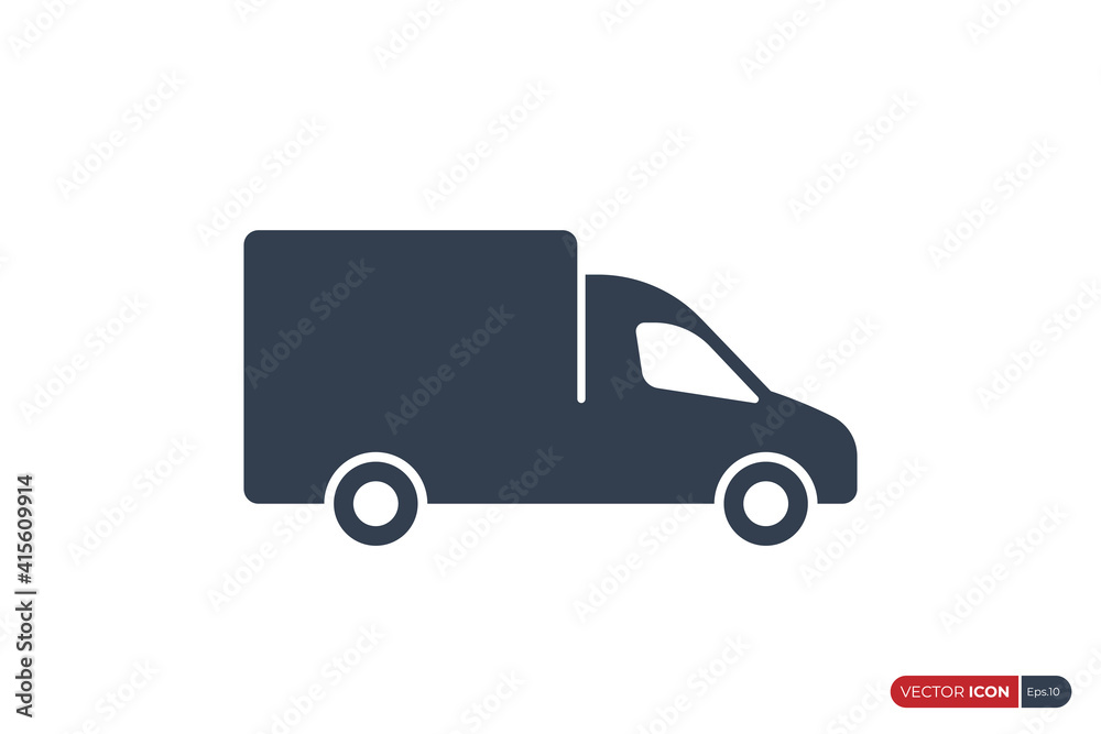 Simple Fast Shipping Delivery Van Icon isolated on White Background. Usable for Apps, Websites, Business and Transportation Resources. Flat Vector Icon Design Template Element.