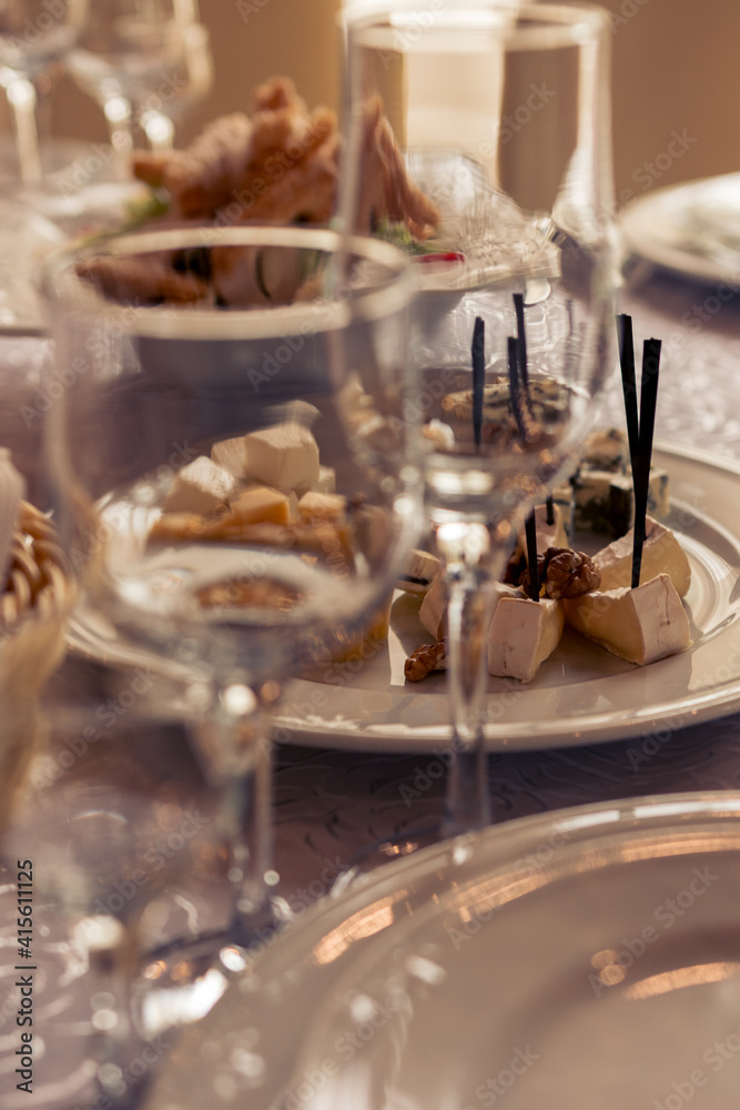 Table setting,festive event and table setting,dishes and snacks when setting tables.