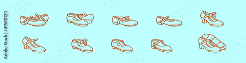set of women shoes cartoon icon design template with various models. vector illustration isolated on blue background