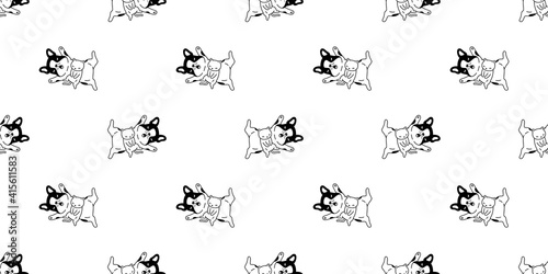 dog cat french bulldog seamless pattern vector kitten calico sleeping cartoon tile background repeat wallpaper scarf isolated illustration design