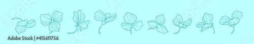set of sweet pea cartoon icon design template with various models. vector illustration isolated on blue background
