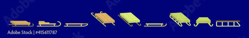 set of toboggan cartoon icon design template with various models. vector illustration isolated on blue background