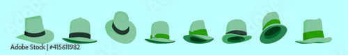 set of panama hat cartoon icon design template with various models. vector illustration isolated on blue background