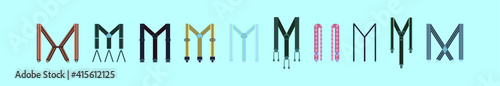set of suspenders cartoon icon design template with various models. vector illustration isolated on blue background