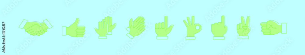 set of hand clapping cartoon icon design template with various models. vector illustration isolated on blue background set of hand clapping cartoon icon design template with various models. vector illustration isolated on blue background