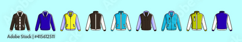 set of wind breaker cartoon icon design template with various models. vector illustration isolated on blue background