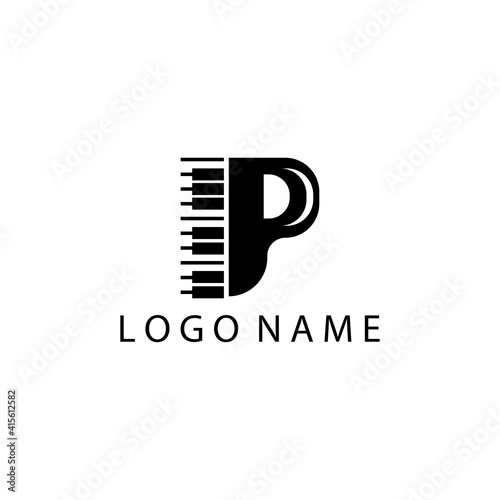 Letter p piano logo design vector illustration © rokhmatulloh