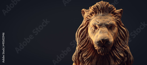 Fotografija A clay lion sculpture portrait.