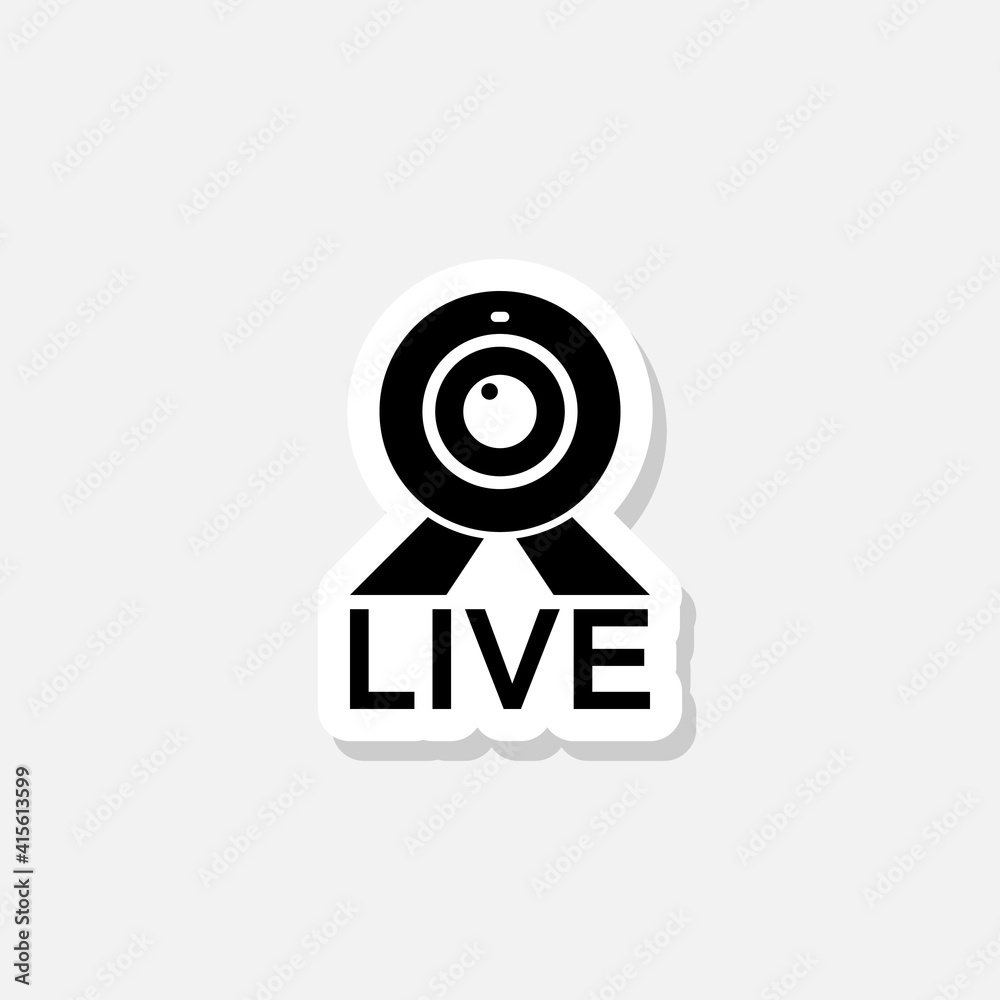 Live web cam sticker icon isolated on white background Live web cam sticker icon isolated on white background