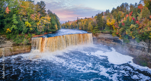 Beautiful morning dawn at Upper Tahquamenon Falls in Autumn - Michigan State Park in the Upper Peninsula - waterfall photo