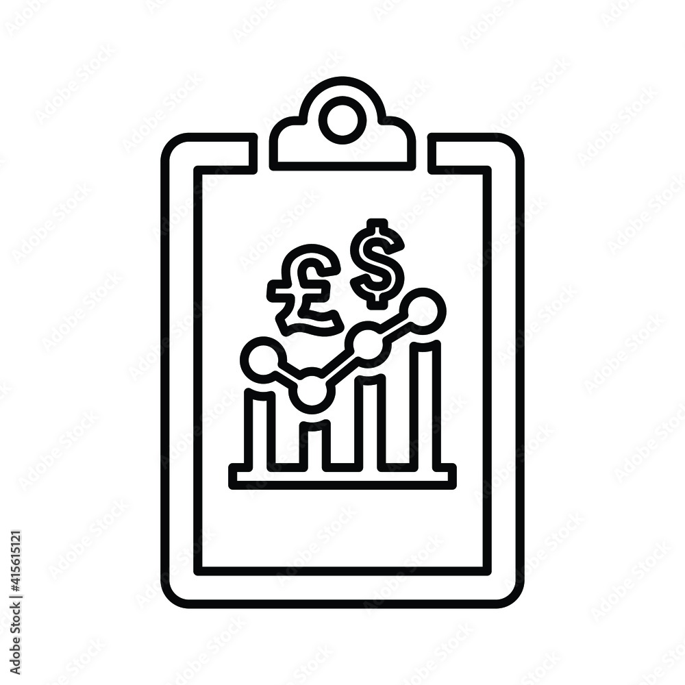 Dollar and pound growth report outline icon. Dollar and pound growth report outline icon.