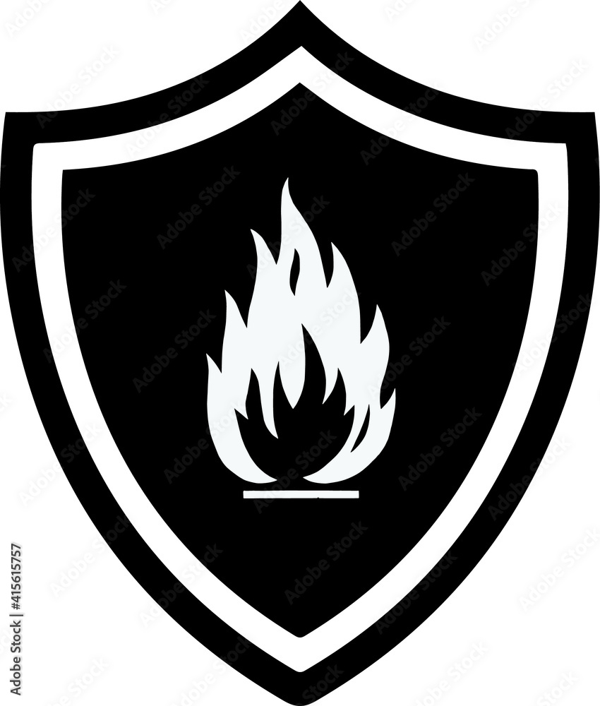 Shield with the flame on it Shield with the flame on it