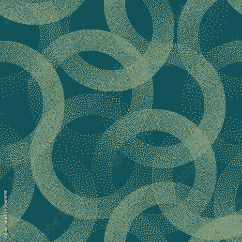 Trendy Seamless Pattern Stippled Circles Texture Vector Turquoise Abstract Background. Hand Drawn Tileable Geometric Dotted Grunge Repetitive Retro Wallpaper. Bizarre Art Illustration
